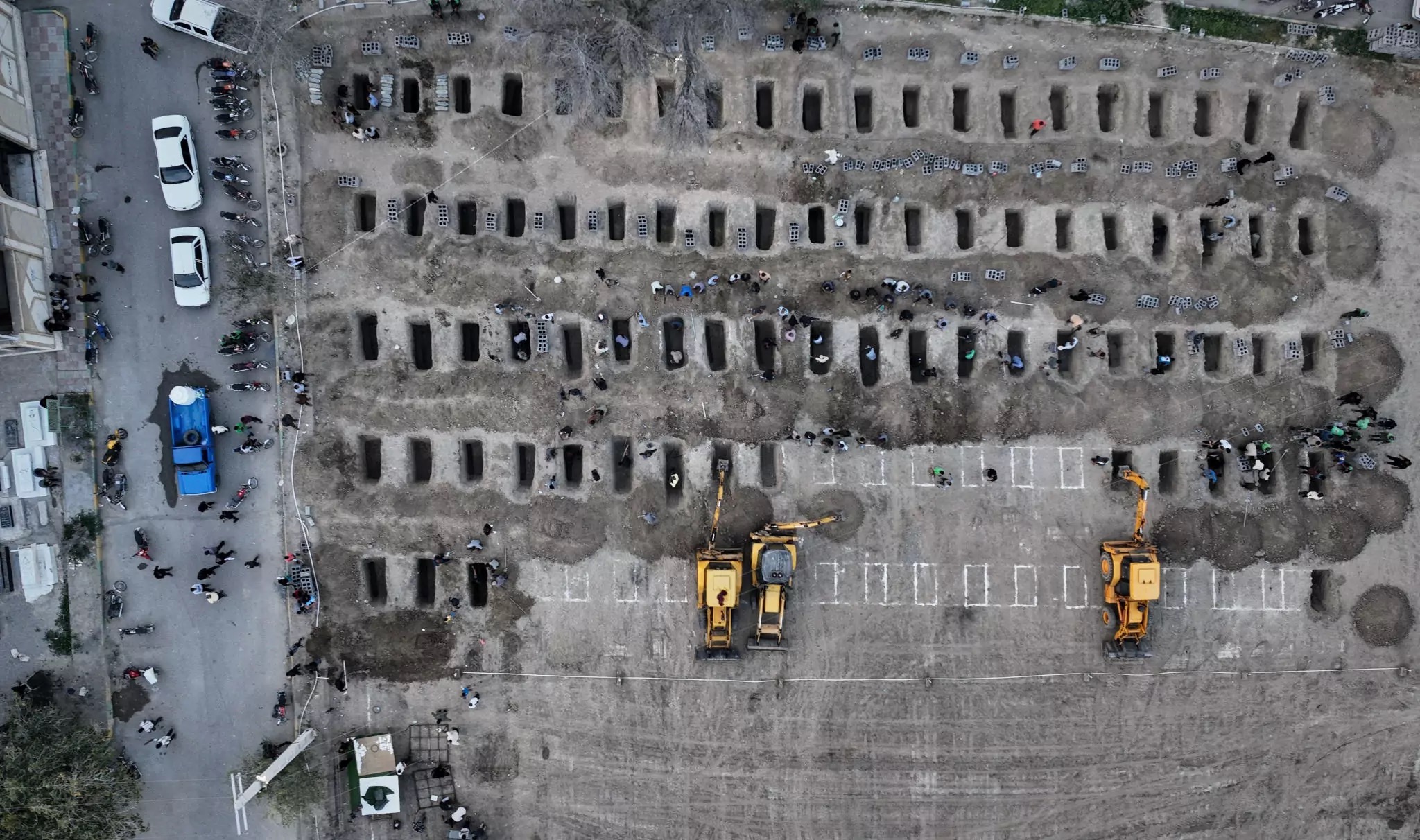 Graves being prepared for the victims of the Minab school massacre